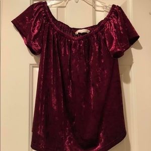 Off the shoulder maroon top